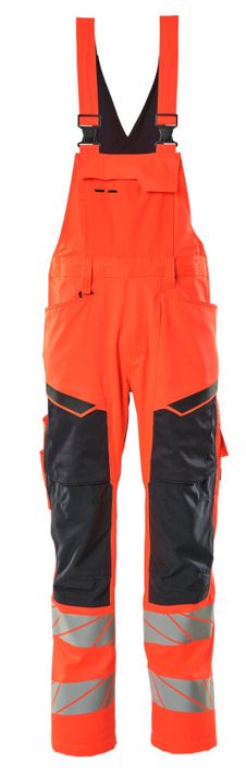 Latzhose mit Knietaschen ACCELERATE SAFE Hi-vis rot/schwarzblau