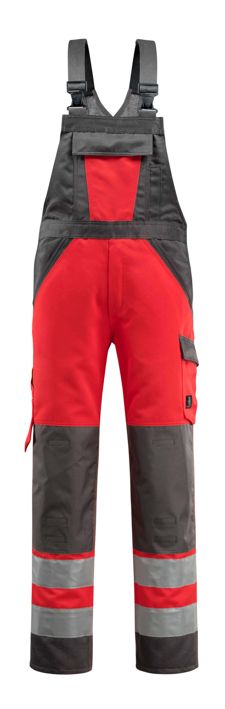 Latzhose mit Knietaschen SAFE LIGHT hi-vis rot/dunkelanthrazit