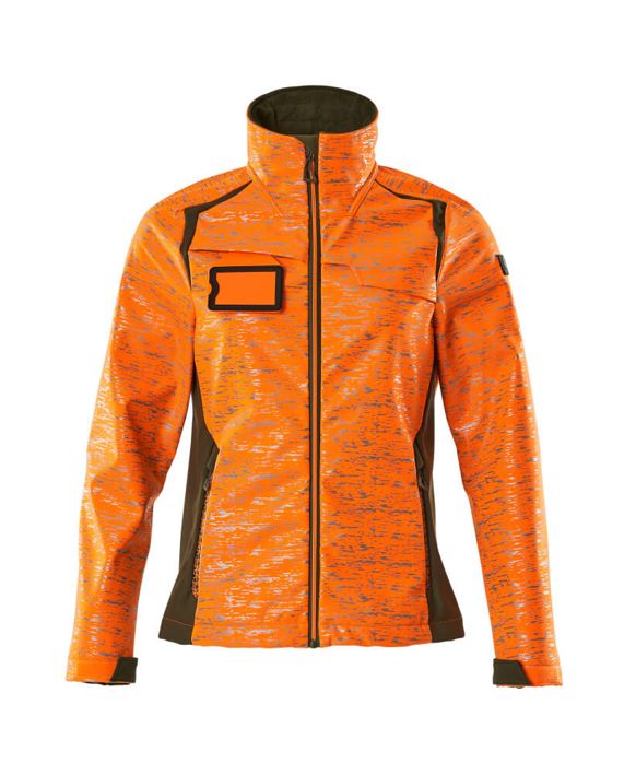 Soft Shell Jacke ACCELERATE SAFE hi-vis orange/moosgrün