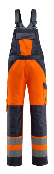 Latzhose mit Knietaschen SAFE LIGHT hi-vis orange/schwarzblau