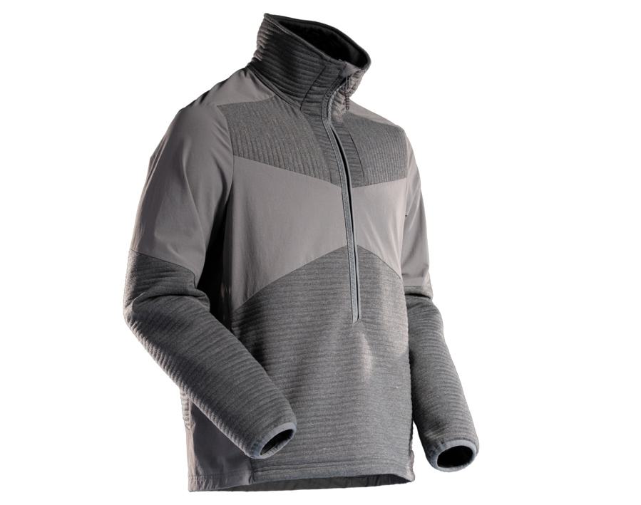 Fleecepullover mit kurzem Reißverschluss und Futter CUSTOMIZED Anthrazitgrau