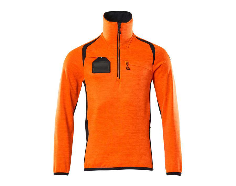 Fleecepullover mit kurzem Reißverschluss ACCELERATE SAFE hi-vis orange/schwarzblau