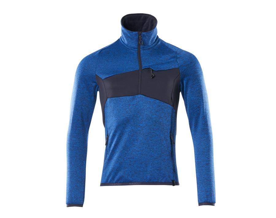 Fleecepullover mit kurzem Reißverschluss ACCELERATE azurblau/schwarzblau