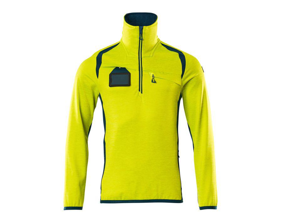 Fleecepullover mit kurzem Reißverschluss ACCELERATE SAFE hi-vis gelb/dunkelpetroleum