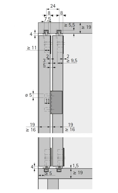 SlideLine 55 Plus für einliegende Türposition | VS0-0001
